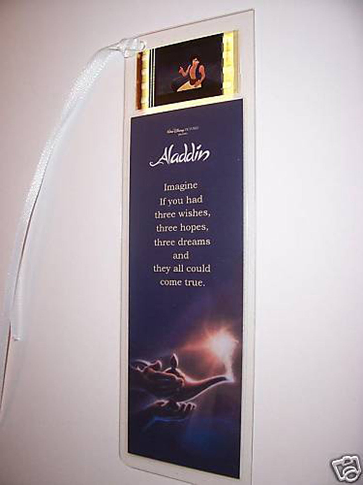 ALADDIN Disney Rare Movie Film Cell Bookmark