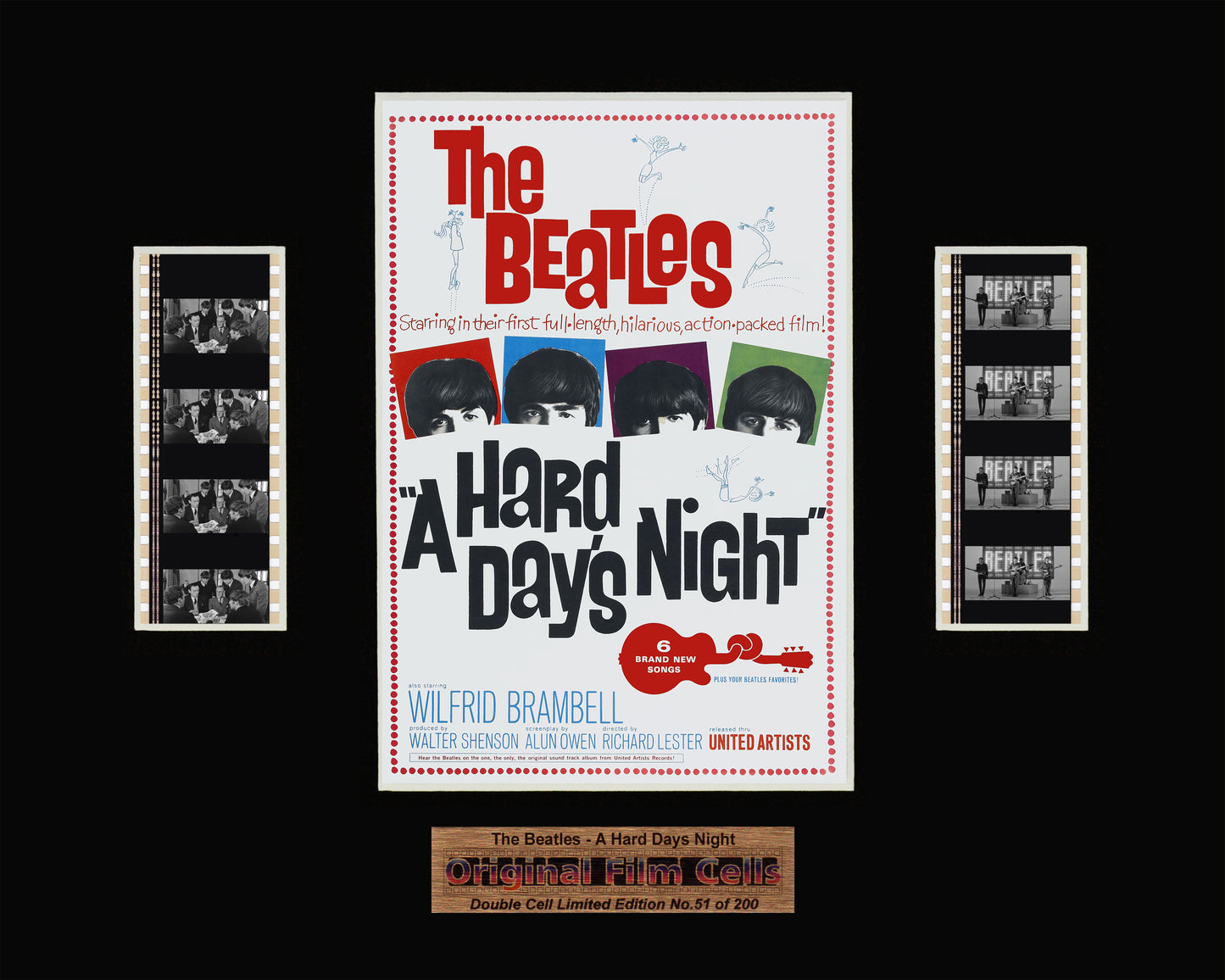 The Beatles - A Hard Days Night (1964) - Unframed double film cell presentation