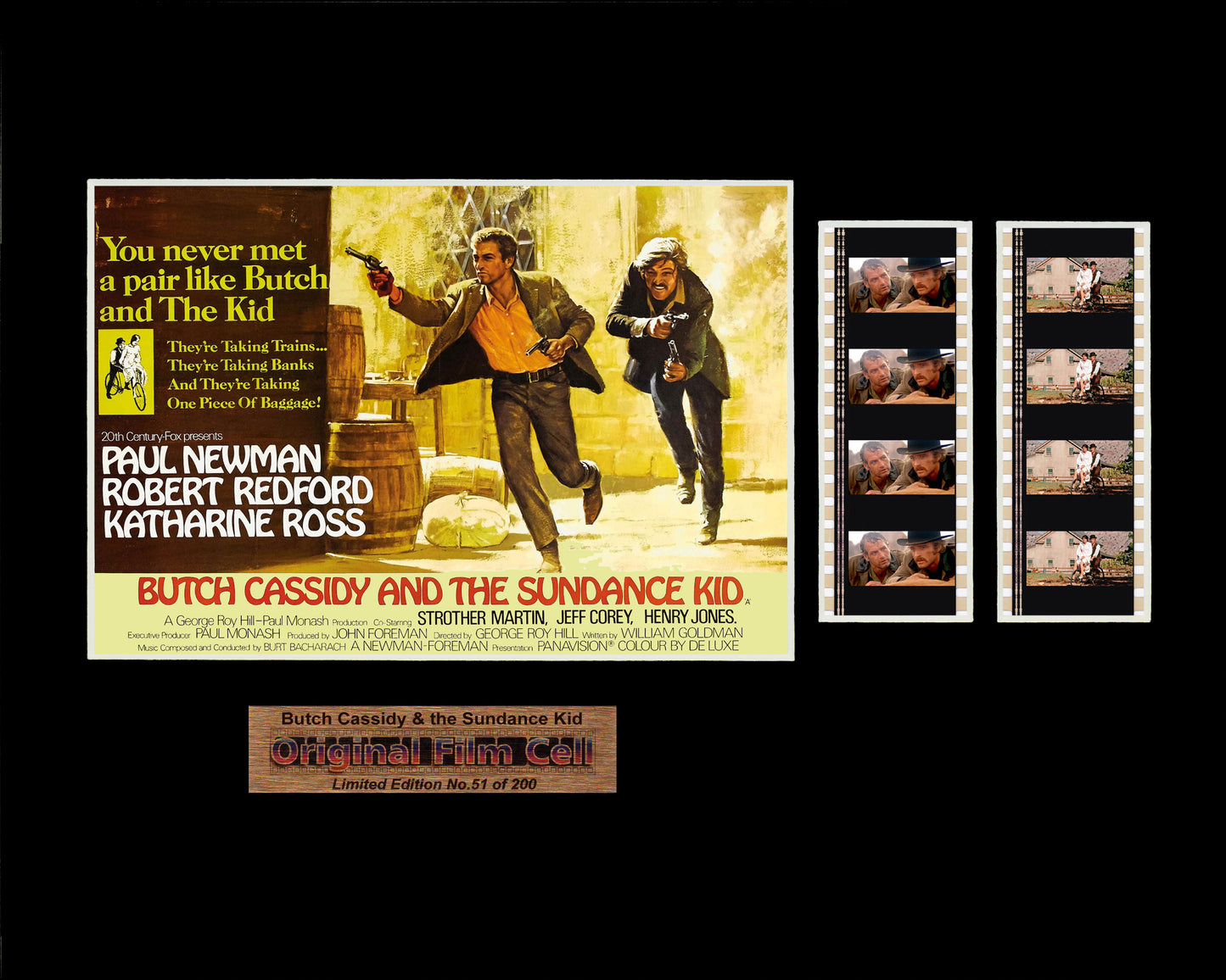 Butch Cassidy and the Sundance Kid 1969 - Unframed double film cell presentation